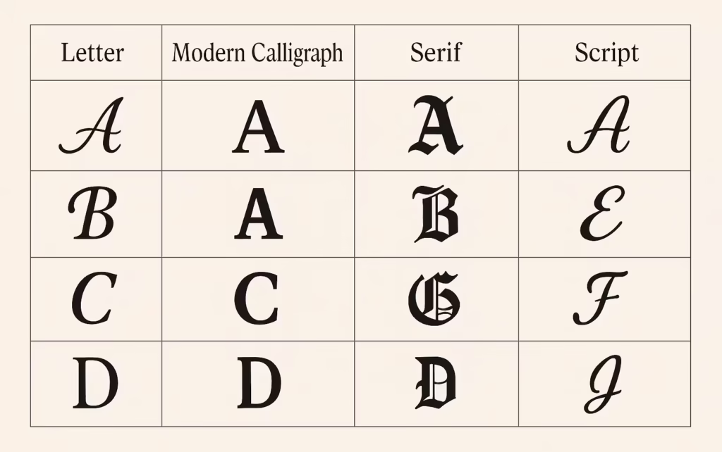fancy lettering alphabet